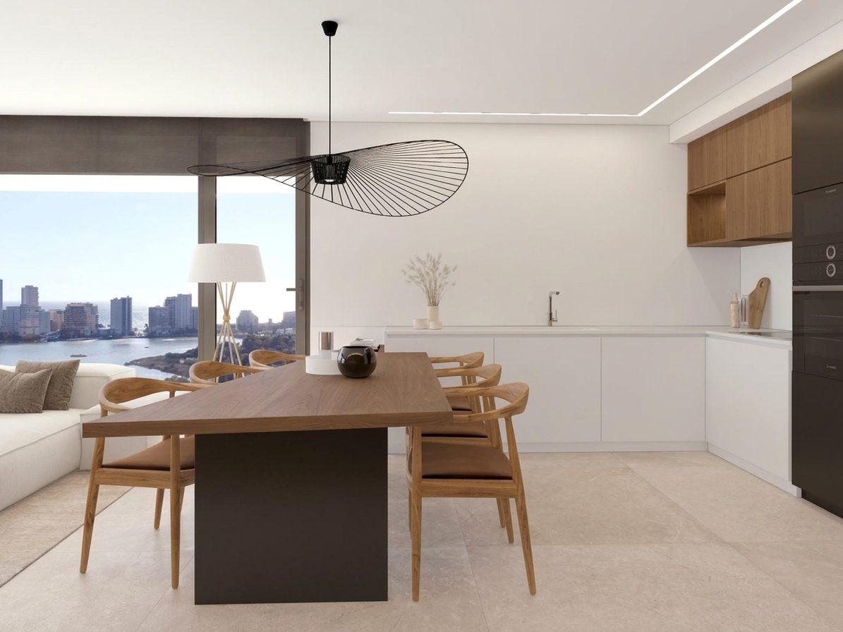 Living room with sea views in a luxury new-build home in Calpe