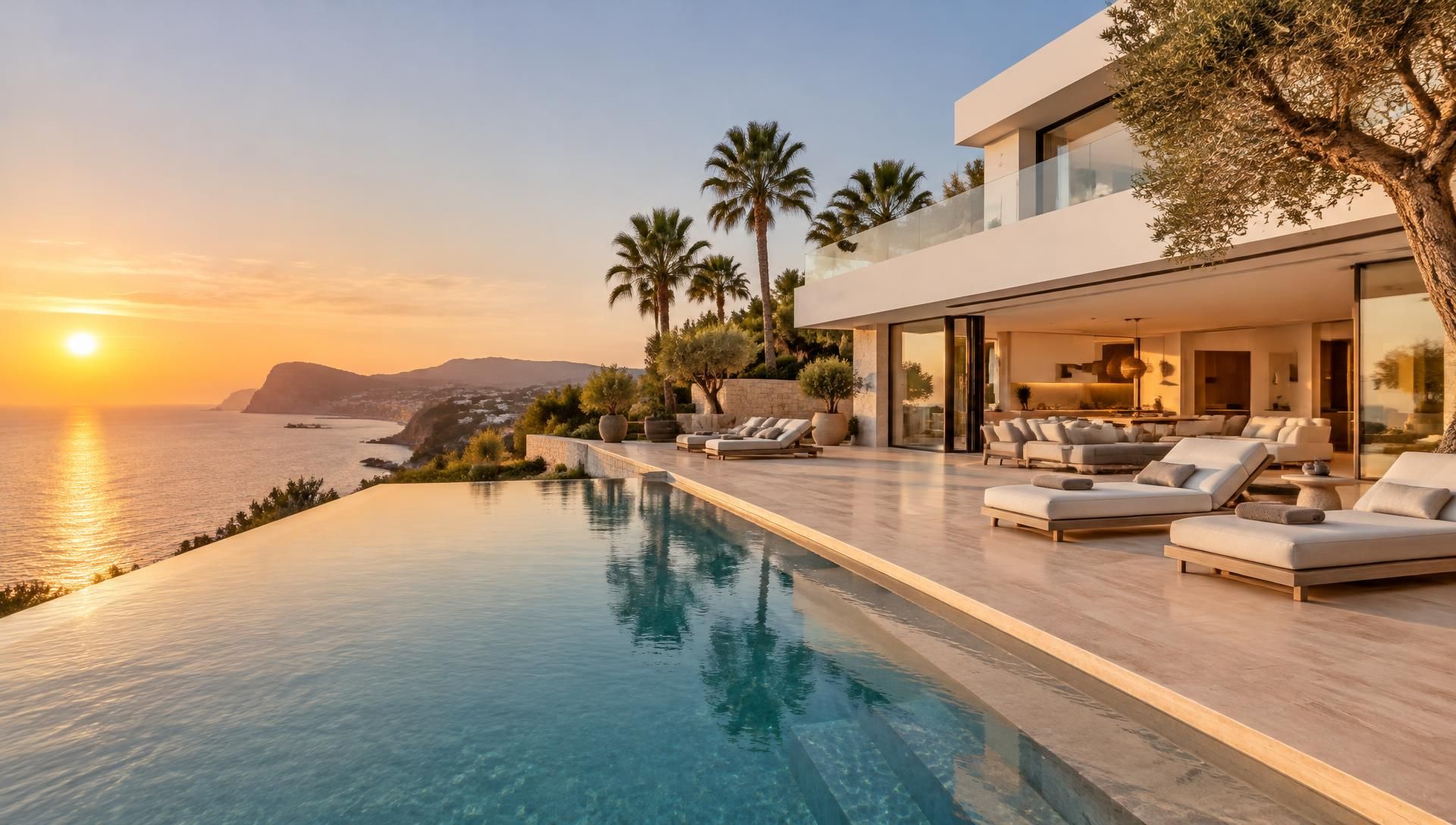 Luxury villa with a pool overlooking the Mediterranean